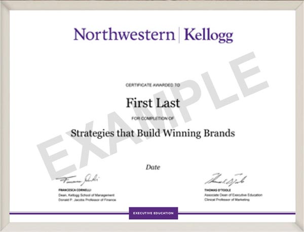 Example image of certificate that will be awarded after successful completion of this program