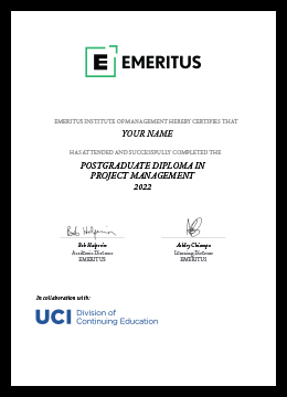 Example image of certificate that will be awarded after successful completion of this program