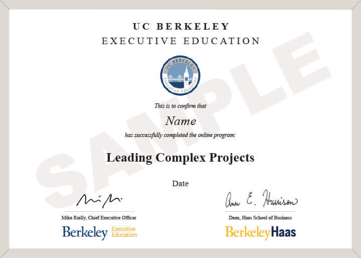 Example image of certificate that will be awarded after successful completion of this program