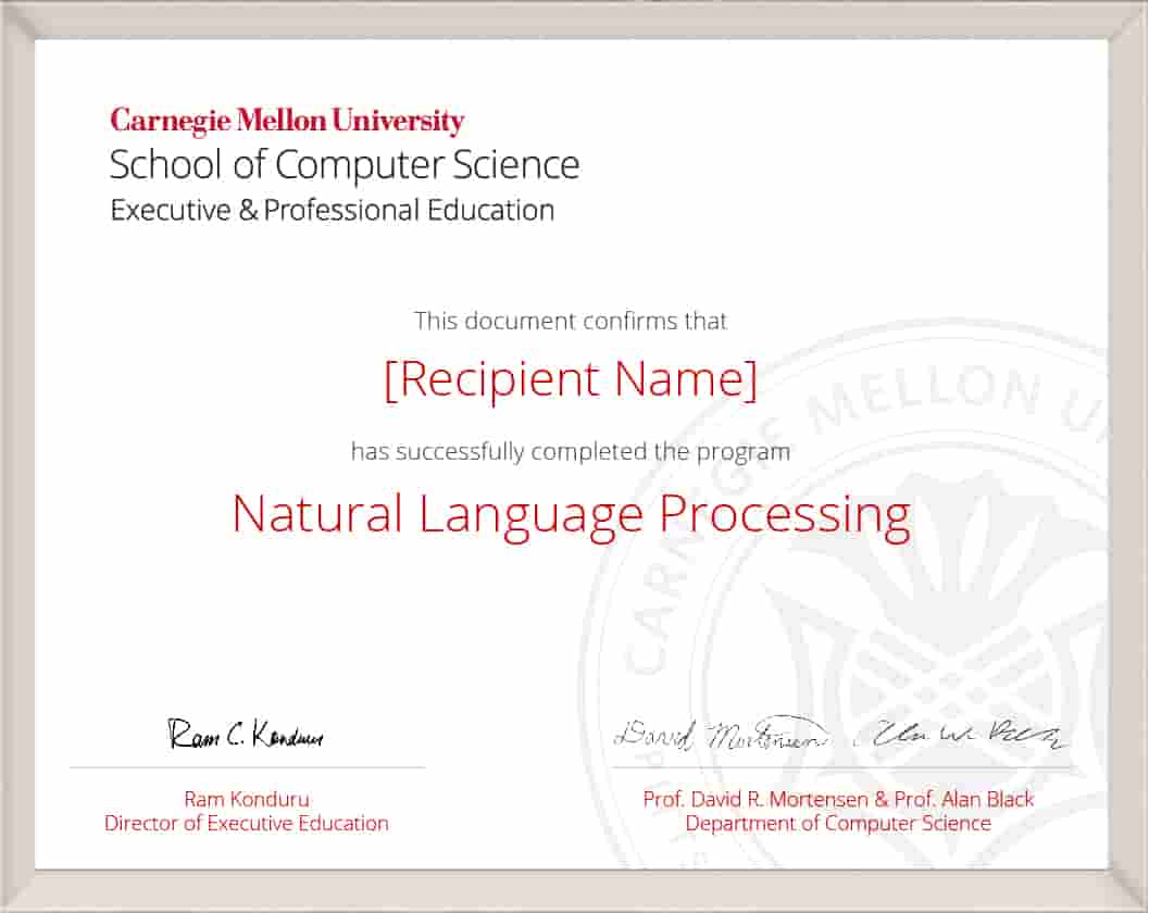 NLP Online Course at Carnegie Mellon University SCS Exec Ed