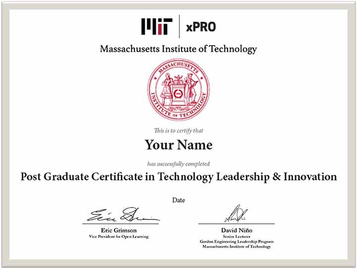 MIT xPRO Post Graduate Certificate in Technology Leadership