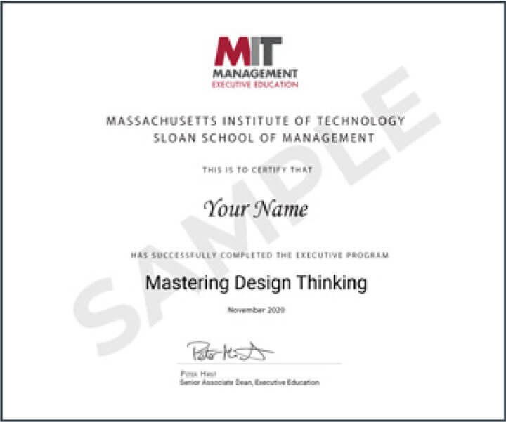 Example image of certificate that will be awarded after successful completion of this program