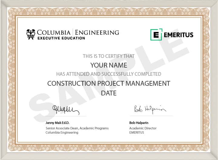 Certifications for construction project management