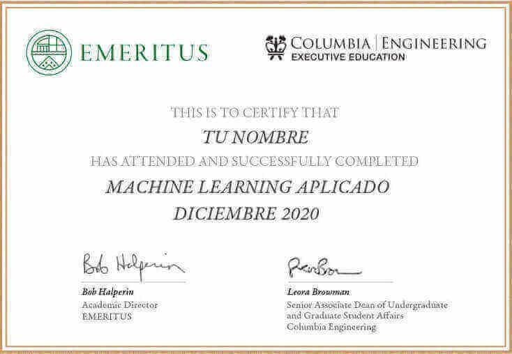 Example image of certificate that will be awarded after successful completion of this program