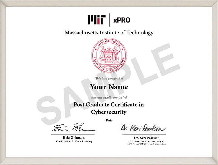 Example image of certificate that will be awarded after successful completion of this program