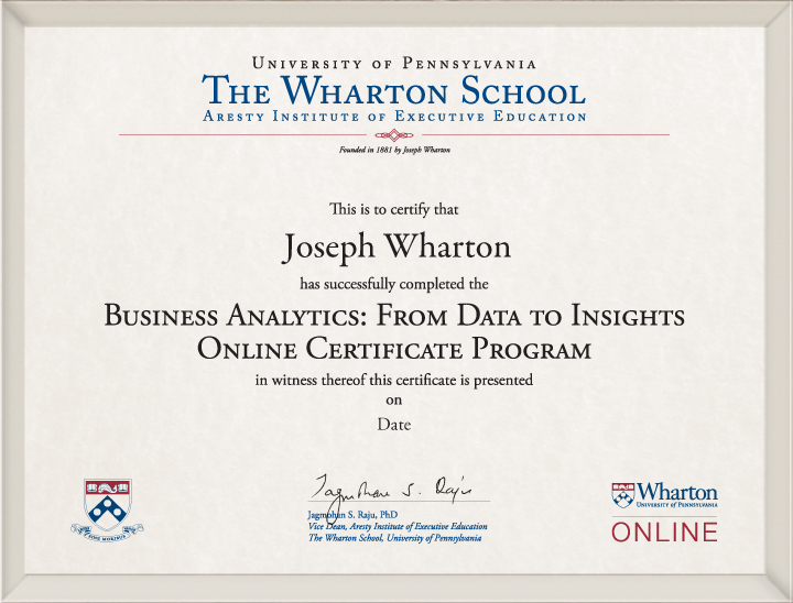 Wharton Business Analytics | Online Certificate Program