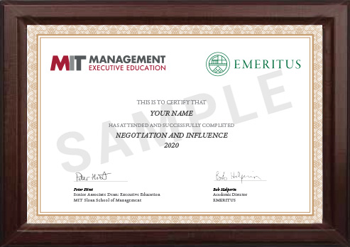 MIT Sloan Emeritus Negotiation and Influence | Online Certificate Program