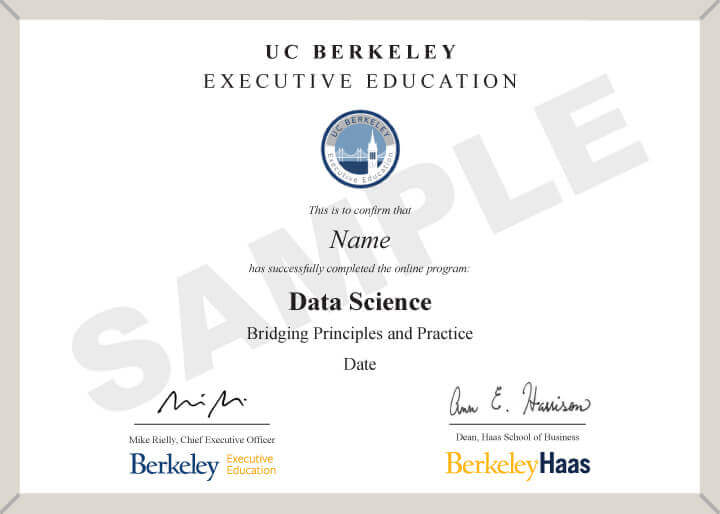 Example image of certificate that will be awarded after successful completion of this program