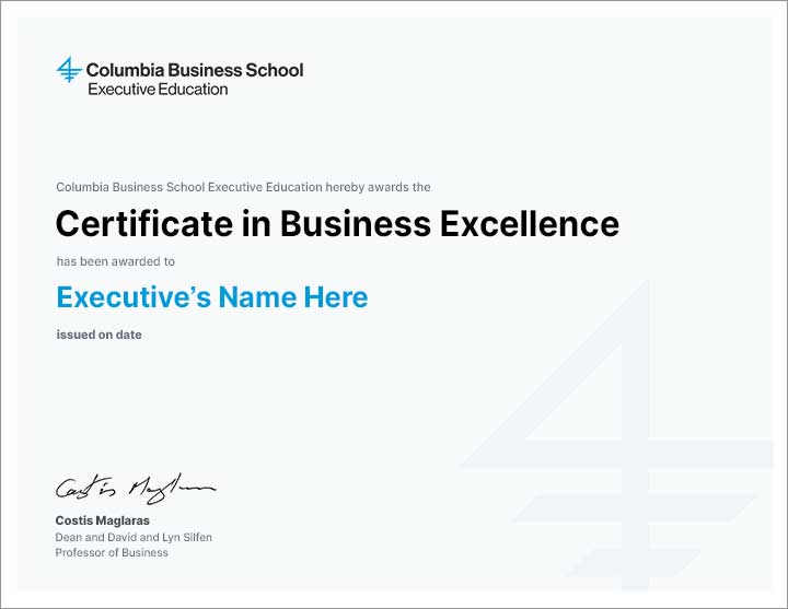 Digital Business Leadership Program Columbia Business School Executive