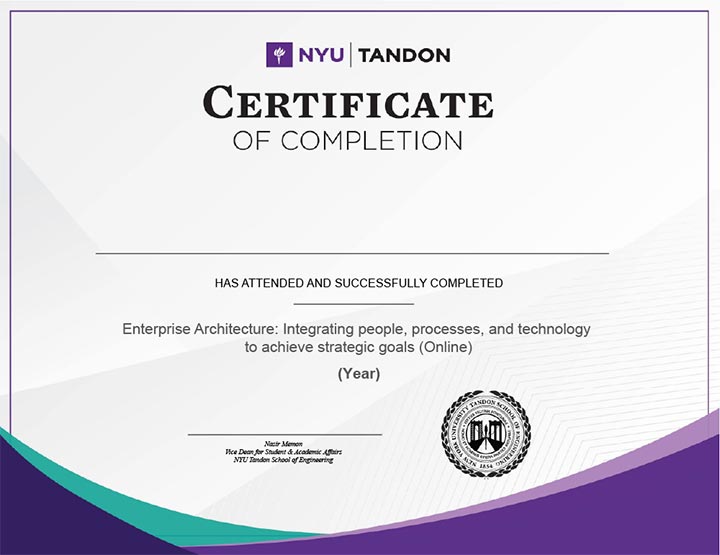 Example image of certificate that will be awarded upon successful completion of the programme