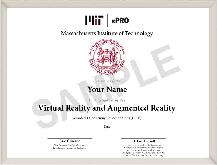 MIT xPRO Virtual Reality and Augmented Reality Online Certificate Program