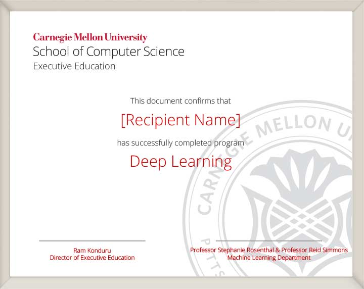 Deep Learning Online Course at Carnegie Mellon University SCS Exec Ed