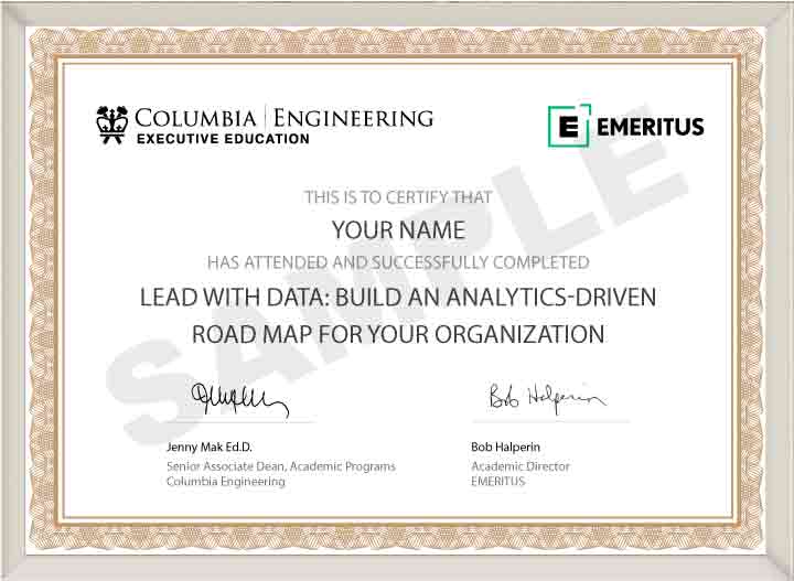 Example image of certificate that will be awarded once you successfully complete the course