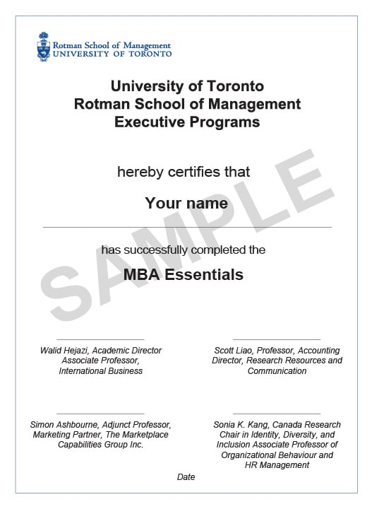MBA Essentials Program | The Rotman School of Management