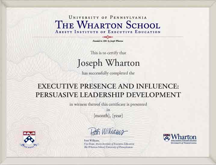 Executive Presence and Influence at Wharton Online Certificate and