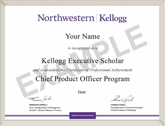 Example image of certificate that will be awarded after successful completion of this program