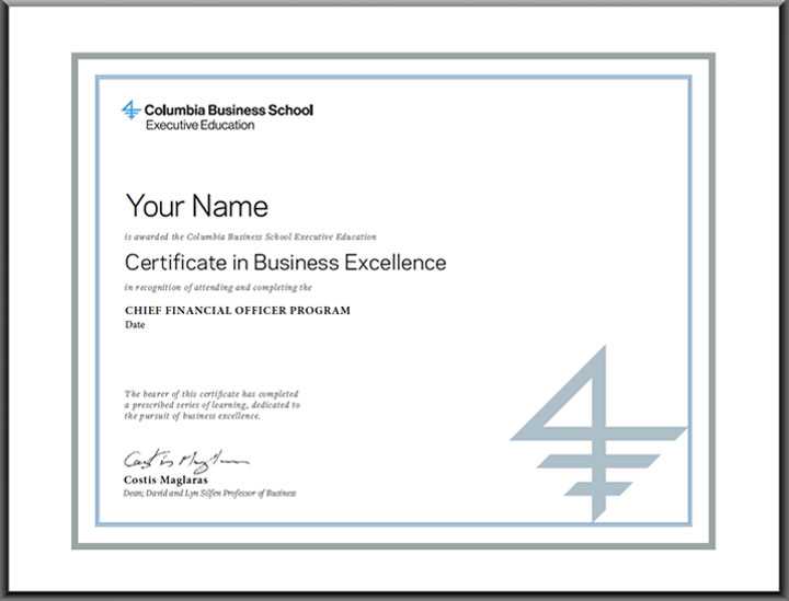 Chief Financial Officer Program Columbia Business School Executive